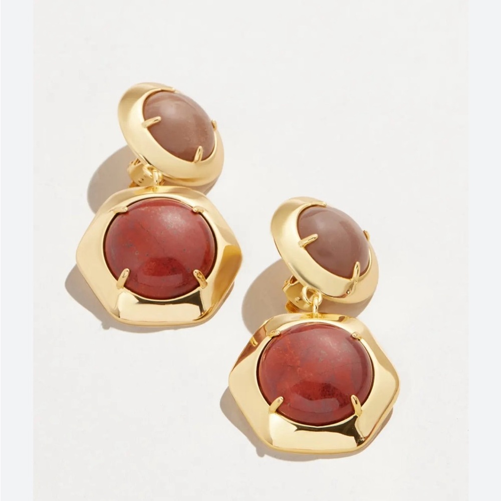 Lele Sadoughi Geo Bezel Drop Earrings Clip On - Worn Once